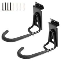 Ganchos de bicicleta HOSKO Slatwall Heavy Duty PVC com revestimento preto (pacote com 2) Ganchos de bicicleta HOSKO Slatwall Heavy Duty PVC com revestimento preto (pacote com 2)