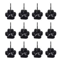 Ganchos de cortina de chuveiro Sunlit Fashion Design Paw Print Black