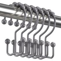 Ganchos de cortina de chuveiro Titanker Metal resistente à ferrugem cinza x12 Ganchos de cortina de chuveiro Titanker Metal resistente à ferrugem cinza x12