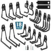 Ganchos de garagem BONTEC Heavy Duty, pacote com 18, aço preto Ganchos de garagem BONTEC Heavy Duty, pacote com 18, aço preto