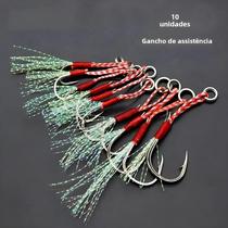 Ganchos de Jigging Lento de Aço Carbono - 10 Peças com Farpa Única