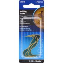 Ganchos de moldagem Hillman 122246 com acabamento em latão, pacote com 4 Ganchos de moldagem Hillman 122246 com acabamento em latão, pacote com 4