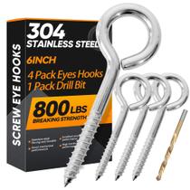 Ganchos de olhos de parafuso YAIRMIS 304 de aço inoxidável 6 cm 4 unidades Ganchos de olhos de parafuso YAIRMIS 304 de aço inoxidável 6 cm 4 unidades