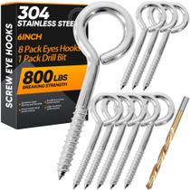 Ganchos de olhos de parafuso YAIRMIS 304 em aço inoxidável 6 cm 8 unidades Ganchos de olhos de parafuso YAIRMIS 304 em aço inoxidável 6 cm 8 unidades