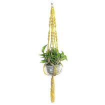 Ganchos de ornamento de férias cabide de planta amarelo dourado macramê pendurado plantador cesta corda suporte de vaso de flores decorações de jardim Ganchos de ornamento de férias cabide de planta amarelo dourado macramê pendurado plantador cesta corda suporte de vaso de flores decorações de jardim
