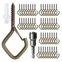 Ganchos de parafuso externos Ticway, 50 unidades com fivela de segurança, bronze