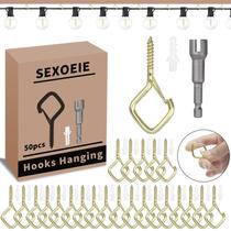 Ganchos de parafuso para olhos Sexoeie 50 peças douradas para pendurar em serviços pesados