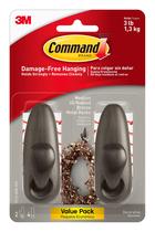 Ganchos de parede Command Medium Polido a Óleo em Bronze Metal 3 kg Ganchos de parede Command Medium Polido a Óleo em Bronze Metal 3 kg