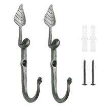 Ganchos de parede de ferro forjado no valor de 19x5 cm, pacote com 2 unidades pesadas Ganchos de parede de ferro forjado no valor de 19x5 cm, pacote com 2 unidades pesadas