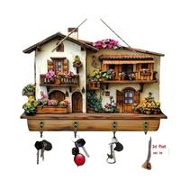 Ganchos De Parede De Madeira Floral Com 4 Ganchos De Metal, Acessórios Multifuncionais Para Ganchos De Parede De Madeira Floral Com 4 Ganchos De Metal, Acessórios Multifuncionais Para