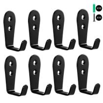 Ganchos de parede Flyisland, 8 peças, casaco, chapéu de garagem, cabide, roupão, preto