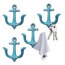 Ganchos de Parede Notakia Vintage em Ferro Fundido Azul 4 Peças