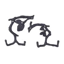 Ganchos de parede Wood Branch Look Benzara Black Conjunto de 2 13x6x19 cm