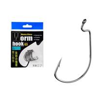 Ganchos de Pesca BKK Offset - 10 Peças com Aço de Alto Carbono - Ponta Farpada