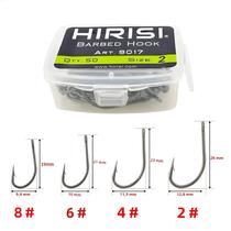 Ganchos de Pesca Hirisi 8017 - 50 Peças de Aço Inoxidável de Alto Carbono para Carpa