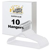 Ganchos de plástico Quality Hangers, pacote com 10, finos, 16,5 polegadas, pretos