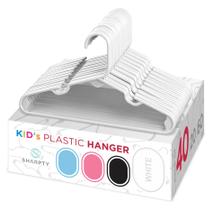 Ganchos de plástico Sharpty Kids White, pacote com 40 unidades para bebês e crianças Ganchos de plástico Sharpty Kids White, pacote com 40 unidades para bebês e crianças