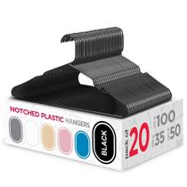 Ganchos de plástico Sharpty, pacote com 20, Slim Space Saving, pretos Ganchos de plástico Sharpty, pacote com 20, Slim Space Saving, pretos