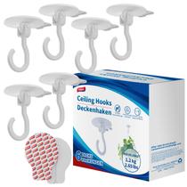 Ganchos de teto TAILI, pacote com 6 adesivos pesados, 1,2 kg, brancos