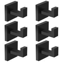 Ganchos de toalha iBosins Heavy Duty em aço inoxidável, pacote com 6 unidades, pretos