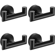 Ganchos de toalha Kwanicas Matte Black SUS304 em aço inoxidável, pacote com 4