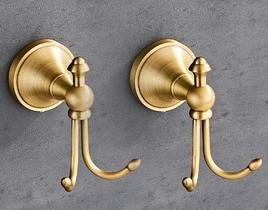 Ganchos de toalha LSWYYP Vintage em forma de chifre de latão antigo (pacote com 2)