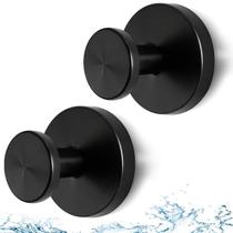 Ganchos de Ventosa Pretos HWERTHREEMER para Chuveiro, Fixação a Vácuo de Alta Resistência, Ganchos Modernos Preto Fosco para Porta de Vidro, Azulejo e Janelas, 2 Unidades