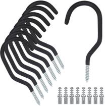 Ganchos KURUI Resistentes 8 Unidades Revestidos em PVC Preto Ganchos KURUI Resistentes 8 Unidades Revestidos em PVC Preto