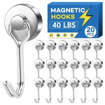 Ganchos magnéticos LOVIMAG 40 libras Heavy Duty, pacote com 20 unidades, prateados