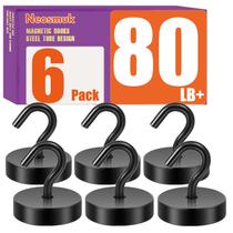 Ganchos Magnéticos Neosmuk 80 lb Alta Resistência, 6 Unidades, Preto Ganchos Magnéticos Neosmuk 80 lb Alta Resistência, 6 Unidades, Preto