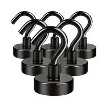 Ganchos Magnéticos Pretos 6 Peças Capacidade De 15 Lbs Para Pendurar Em Ambientes Internos Cozinhas