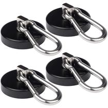 Ganchos magnéticos WELLZEER 77 kg Heavy Duty com mosquetão, pacote com 4 Ganchos magnéticos WELLZEER 77 kg Heavy Duty com mosquetão, pacote com 4