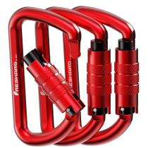 Ganchos Mosquetón FresKaro con cierre automático, aluminio rojo, 8.1 cm, paquete de 3 Ganchos Mosquetón FresKaro con cierre automático, aluminio rojo, 8.1 cm, paquete de 3