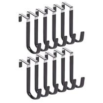Ganchos Over The Door Hooks HANGZIGD, pacote com 12 unidades, gancho organizador preto Ganchos Over The Door Hooks HANGZIGD, pacote com 12 unidades, gancho organizador preto