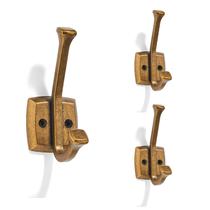 Ganchos para casacos CABDM, latão antigo, 12 cm, montados na parede, pacote com 3