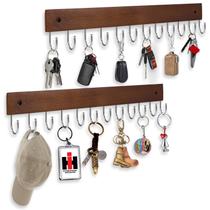 Ganchos para casacos UNIFUN Key Hooks montados na parede com 12 ganchos, pacote com 2 Ganchos para casacos UNIFUN Key Hooks montados na parede com 12 ganchos, pacote com 2