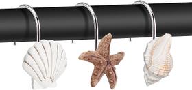 Ganchos para cortinas de chuveiro AGPtek Seashell 12PCS, amarelo antiferrugem