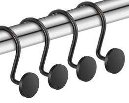 Ganchos para cortinas de chuveiro CHICTIE Black, à prova de ferrugem, conjunto de 12