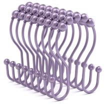 Ganchos para cortinas de chuveiro, gancho duplo para banheira, 12 peças de metal roxo Ganchos para cortinas de chuveiro, gancho duplo para banheira, 12 peças de metal roxo