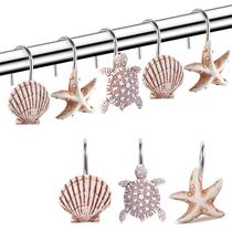 Ganchos para cortinas de chuveiro GIFZAA Seashell Turtles, pacote com 12 Ganchos para cortinas de chuveiro GIFZAA Seashell Turtles, pacote com 12
