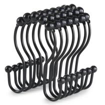 Ganchos para cortinas de chuveiro Goowin em aço inoxidável pretos 12 unidades Ganchos para cortinas de chuveiro Goowin em aço inoxidável pretos 12 unidades