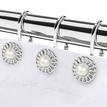 Ganchos para cortinas de chuveiro iToplin Sunflower Design Silver Chrome Ganchos para cortinas de chuveiro iToplin Sunflower Design Silver Chrome