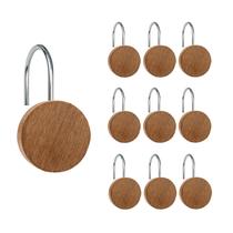 Ganchos para cortinas de chuveiro JTDTH, decorativos em madeira, 12 peças, prateados Ganchos para cortinas de chuveiro JTDTH, decorativos em madeira, 12 peças, prateados