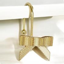Ganchos para cortinas de chuveiro Luxape Decorative Bow Gold, conjunto de 12