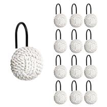 Ganchos para cortinas de chuveiro Sunlit Boho Knots brancos com ganchos pretos