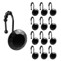 Ganchos para cortinas de chuveiro Sunlit Luxury Design Black, conjunto de 12