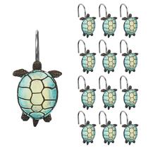 Ganchos para cortinas de chuveiro Sunlit Sea Turtle Resin, conjunto de 12