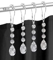Ganchos para cortinas de chuveiro Yapicoco Gemstone Crystal 12PCS Ganchos para cortinas de chuveiro Yapicoco Gemstone Crystal 12PCS