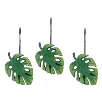 Ganchos para cortinas de chuveiro Yuiviot Green Monstera Leaf, conjunto de 12