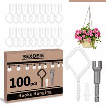 Ganchos para parafusos oculares, 100 unidades, brancos, resistentes, com fivela de segurança Ganchos para parafusos oculares, 100 unidades, brancos, resistentes, com fivela de segurança